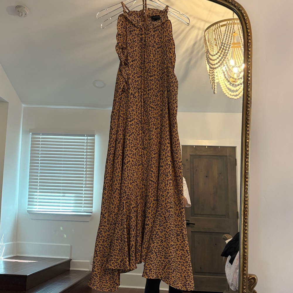 Who What Wear Tan Leopard Print Midi Dress